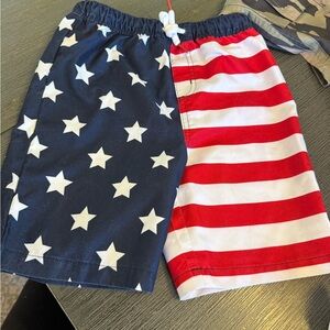 Gymboree Boys Red White & Blue American Flag Swim Trunks